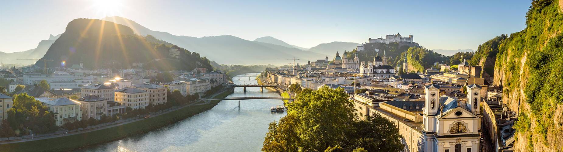 The sun shining over Salzburg