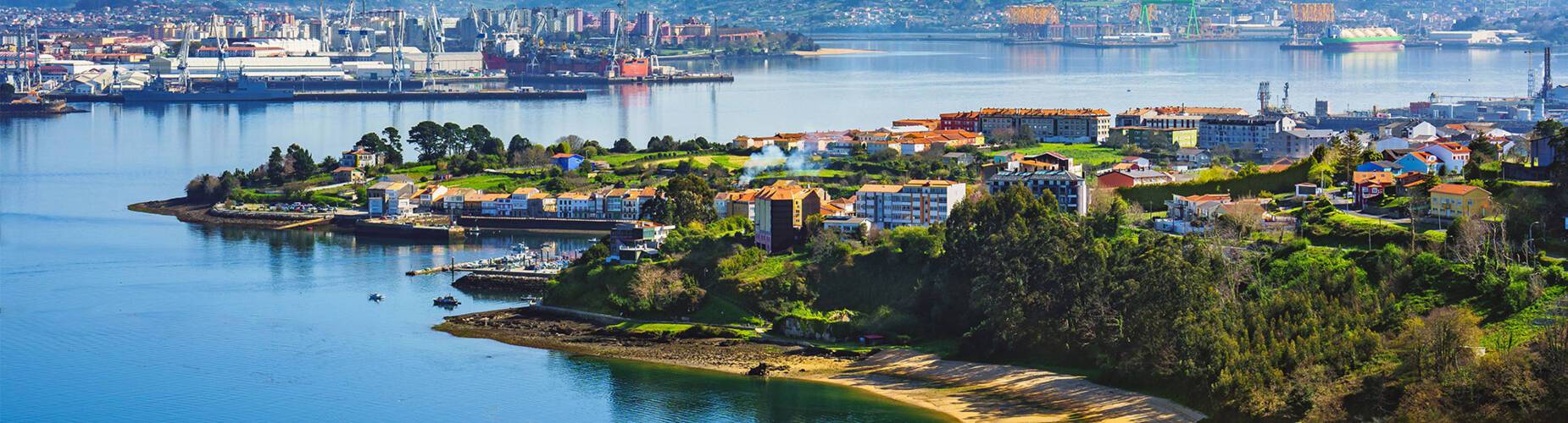 An aerial view of the Ferrol estuary