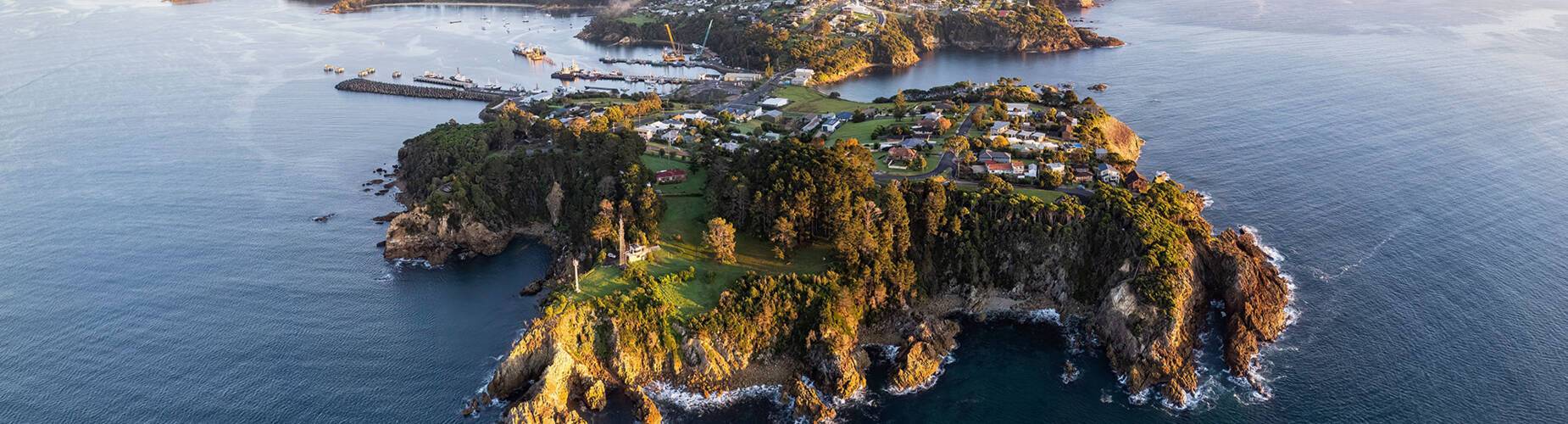An aerial view over the island of Eden