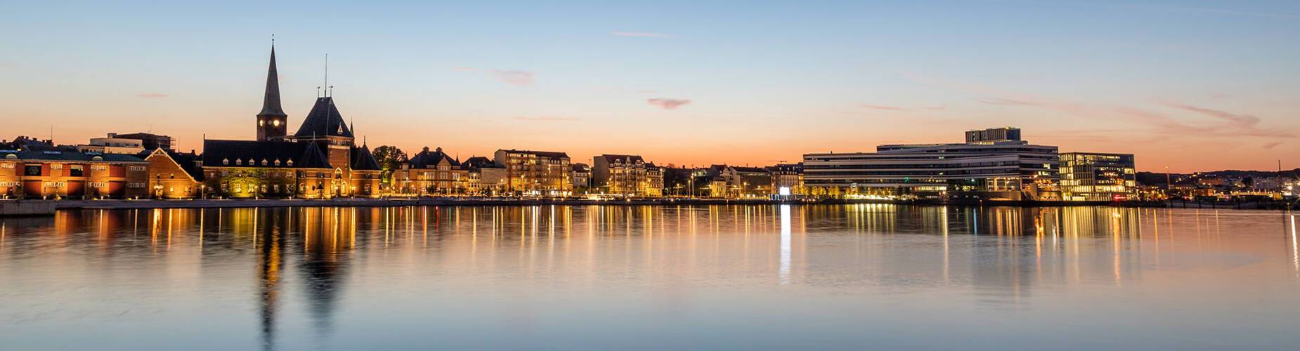 View of Aarhus' harbour at dusk
