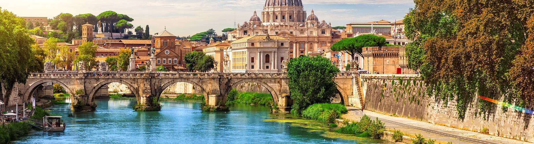 View of Rome's St Peter's Cathedral from the river