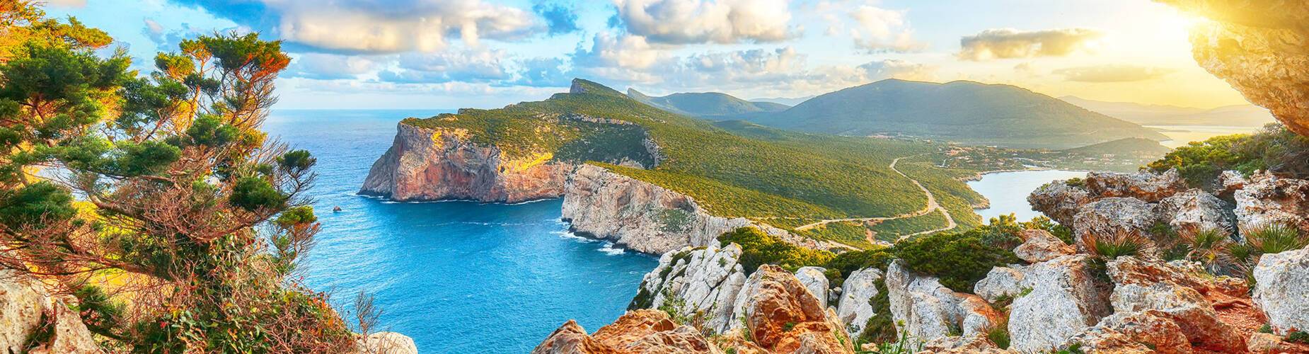 The view of Alghero from a cave cliff