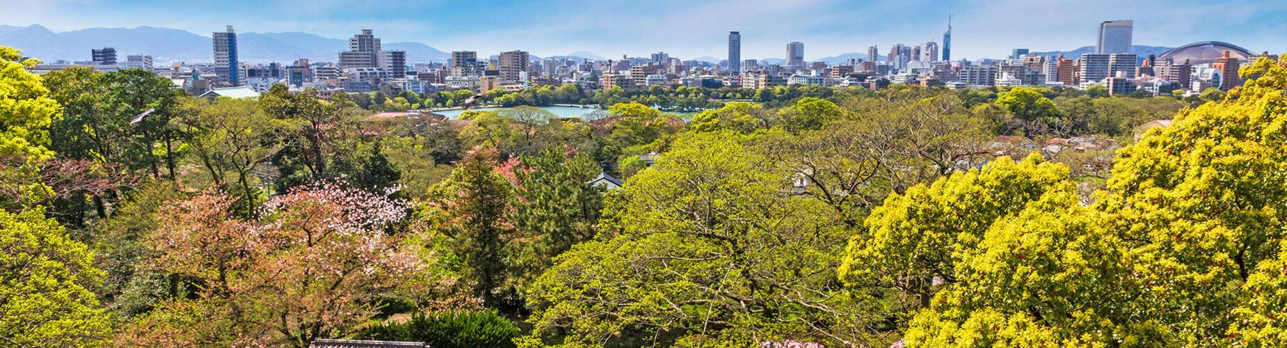 A panoramic view of Fukuoka from the view of Maizuru Park