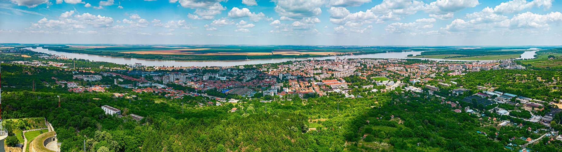 An aerial view of Silistra on the Danube River