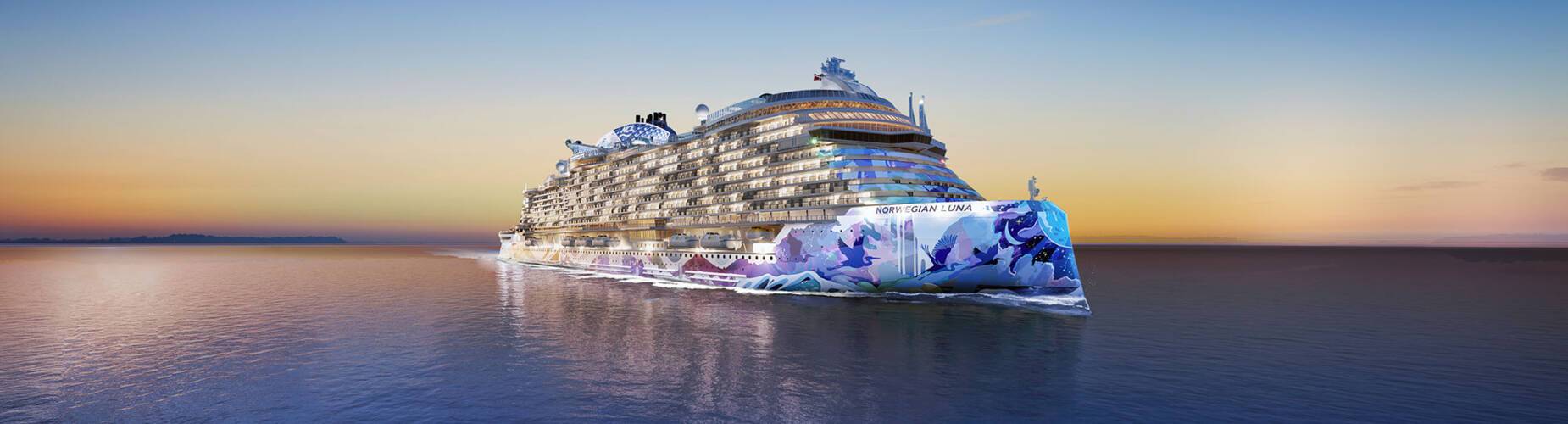 A CGI image of Norwegian Luna at sea