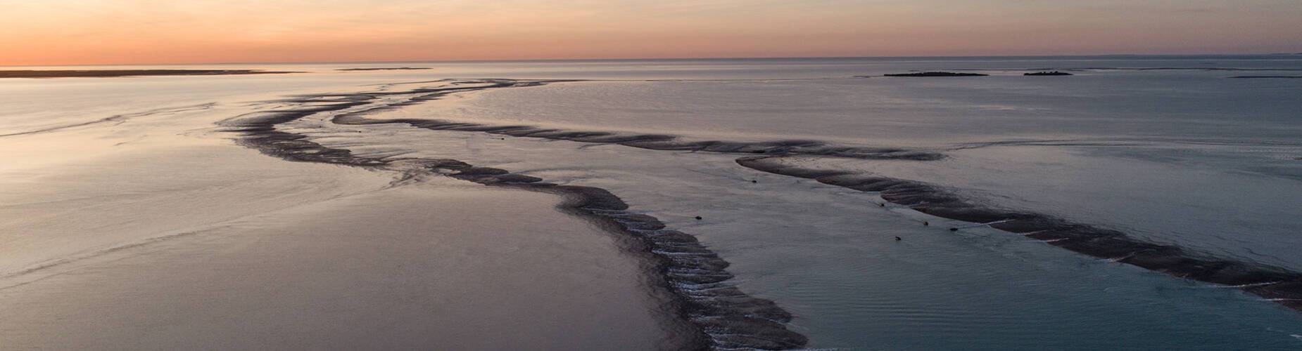 An aerial view over Montgomery Reef