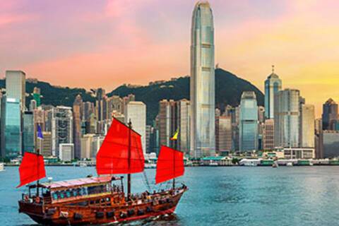 Hong Kong cityscape at sunset