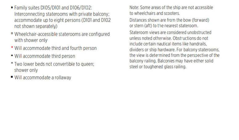 Caribbean Princess deck plan legend