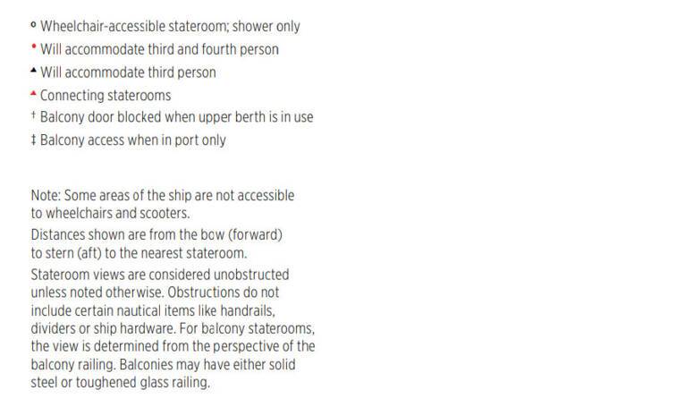 Regal Princess deck plan legend