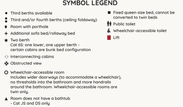 Ambience deck plan key
