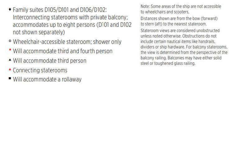 Emerald Princess deck plan legend